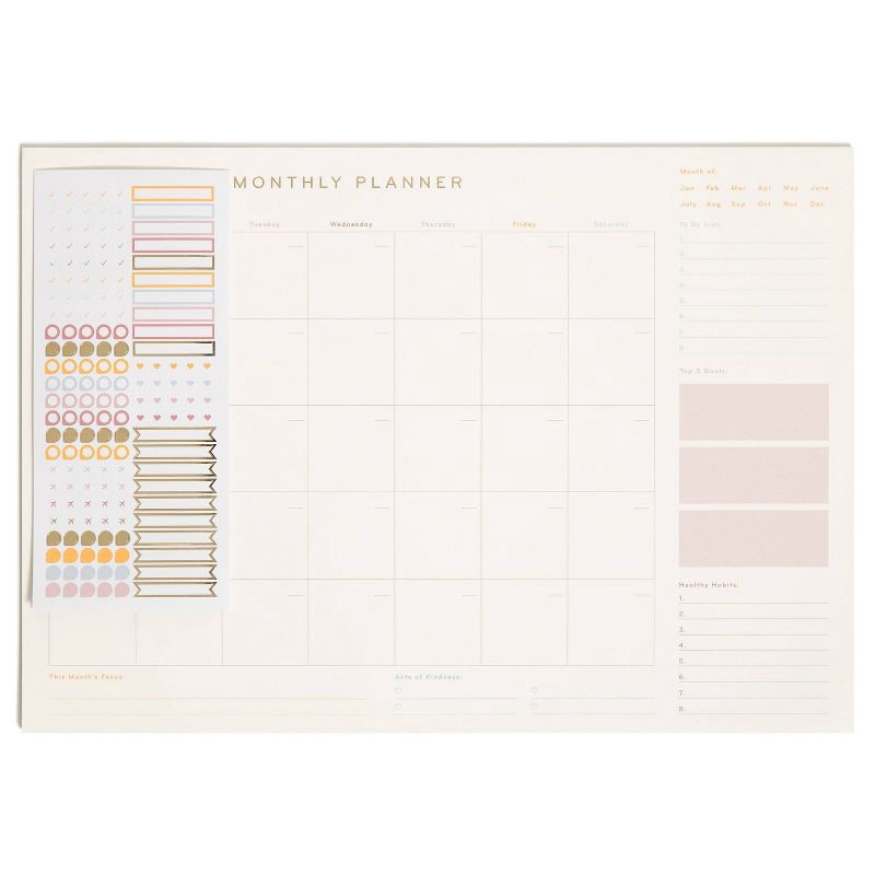 slide 1 of 5, U Brands Undated 18-Month Desktop Calendar 17"x12" Mottled Dye: Perforated Pages, Multicolored, Adult Stationery, 1 ct