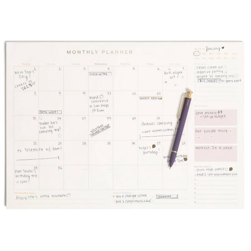 slide 5 of 5, U Brands Undated 18-Month Desktop Calendar 17"x12" Mottled Dye: Perforated Pages, Multicolored, Adult Stationery, 1 ct