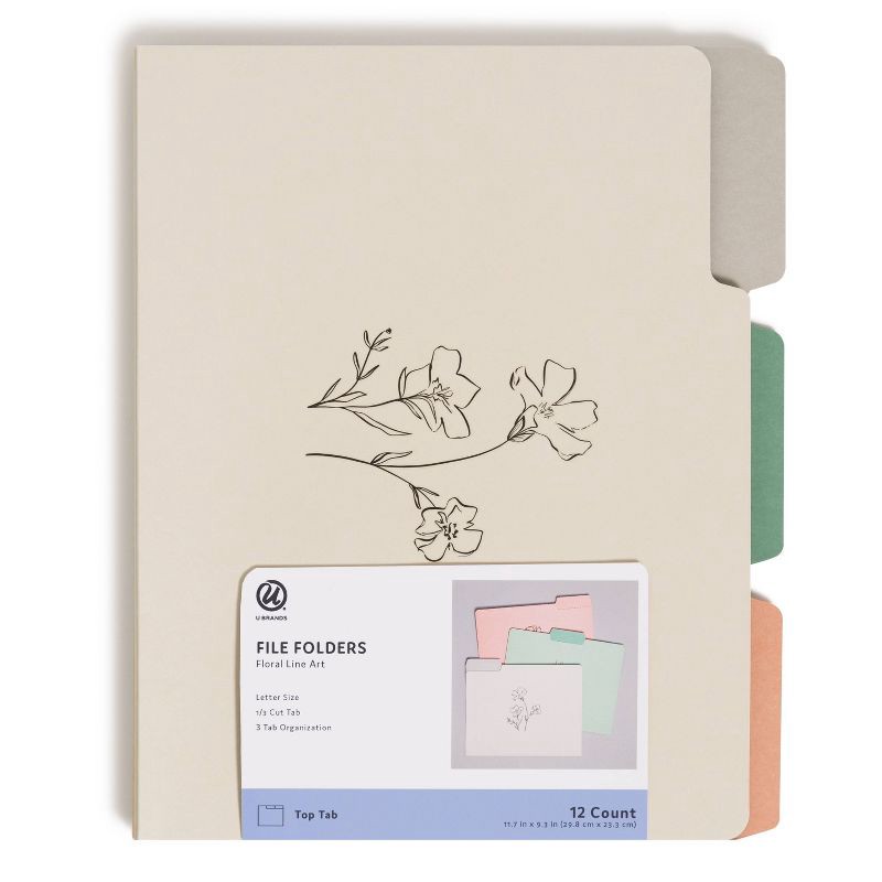 slide 2 of 5, U Brands 12ct File Folders Floral Line Art, 12 ct