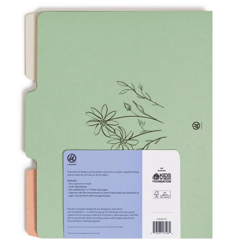 slide 3 of 5, U Brands 12ct File Folders Floral Line Art, 12 ct