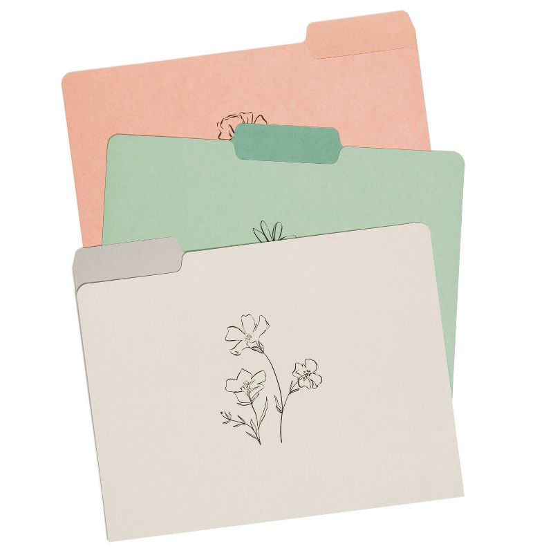 slide 1 of 5, U Brands 12ct File Folders Floral Line Art, 12 ct