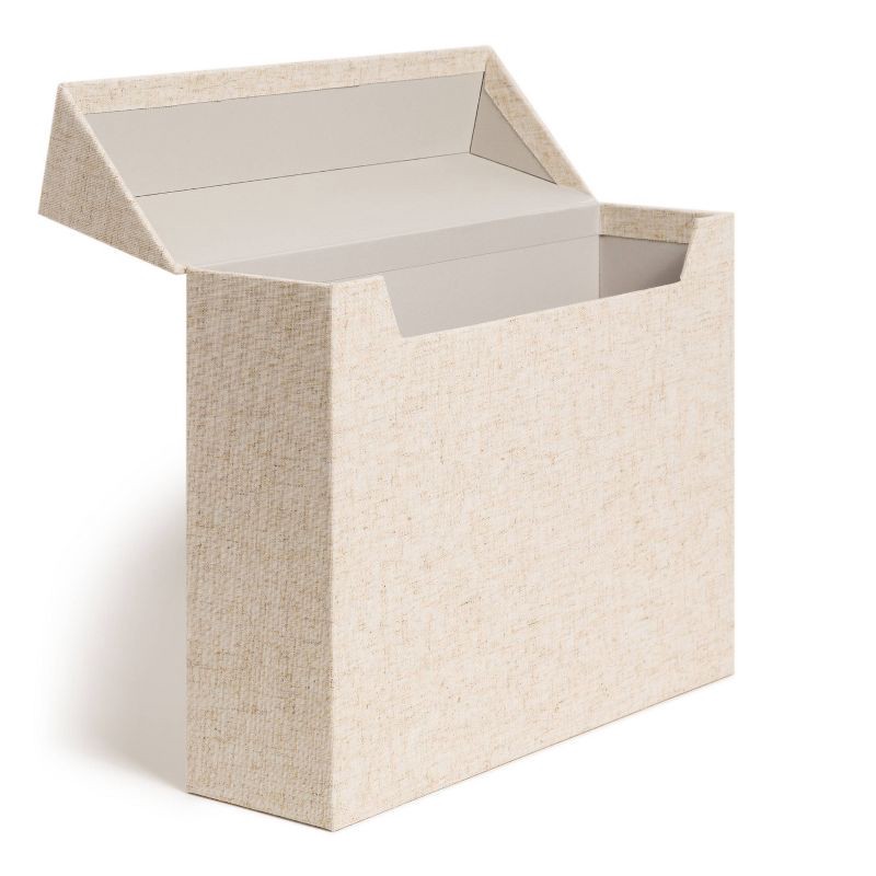 slide 2 of 5, U Brands Flip Top File Box Linen Wrapped Beige, 1 ct