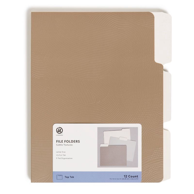 slide 2 of 5, U Brands 12ct File Folders Subtle Textures: Office Supplies, Non-Pronged, Paper, 30 Sheet Capacity, Multicolored, 12 ct, 30 sheets