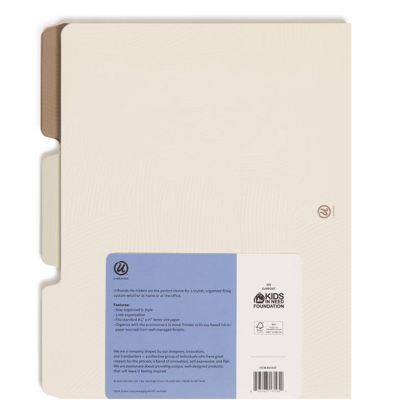 slide 3 of 5, U Brands 12ct File Folders Subtle Textures: Office Supplies, Non-Pronged, Paper, 30 Sheet Capacity, Multicolored, 12 ct, 30 sheets