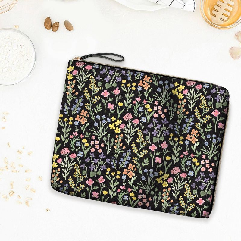 slide 2 of 5, Day Designer Accessory Pencil Pouch Flower Field Black: Faux Leather Zipper Pouch, Pencil Bag for Teens, 11.25" x 9.5", 1 ct