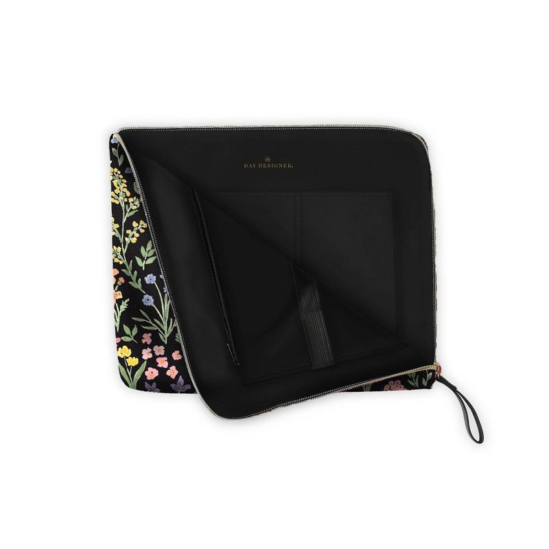 slide 4 of 5, Day Designer Accessory Pencil Pouch Flower Field Black: Faux Leather Zipper Pouch, Pencil Bag for Teens, 11.25" x 9.5", 1 ct