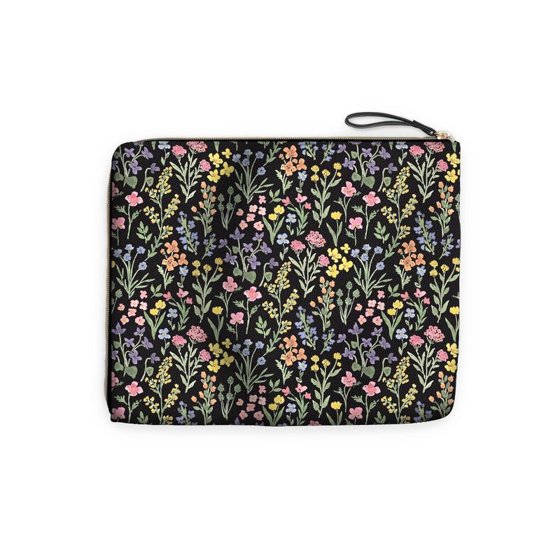 slide 5 of 5, Day Designer Accessory Pencil Pouch Flower Field Black: Faux Leather Zipper Pouch, Pencil Bag for Teens, 11.25" x 9.5", 1 ct