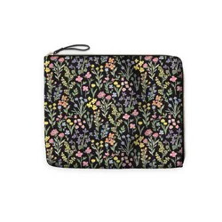 Day Designer Accessory Pencil Pouch Flower Field Black: Faux Leather Zipper Pouch, Pencil Bag for Teens, 11.25" x 9.5"