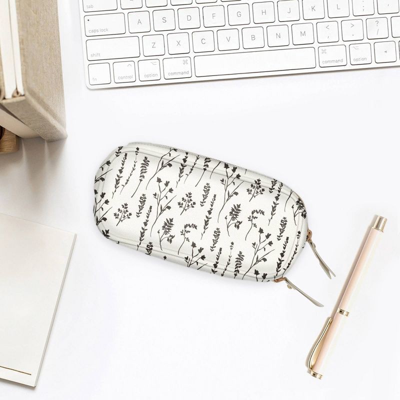 slide 2 of 5, The Everygirl Blue Sky The Evergirl Faux Leather Zipper Pencil Pouch Pressed Flowers White: Pencil Bag for Teens, 7.75" x 3.5", 1 ct