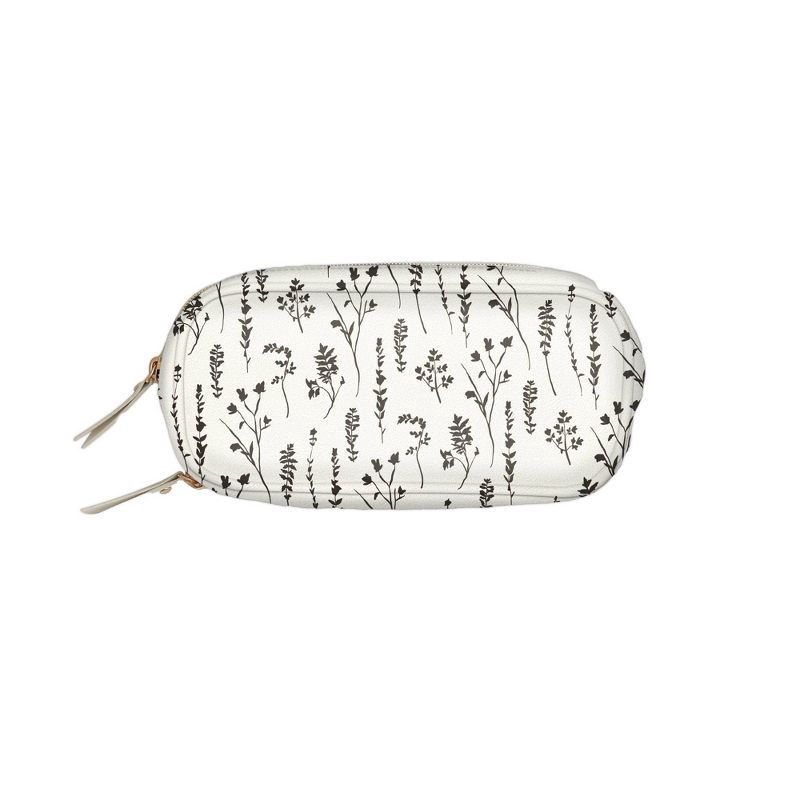 slide 5 of 5, The Everygirl Blue Sky The Evergirl Faux Leather Zipper Pencil Pouch Pressed Flowers White: Pencil Bag for Teens, 7.75" x 3.5", 1 ct