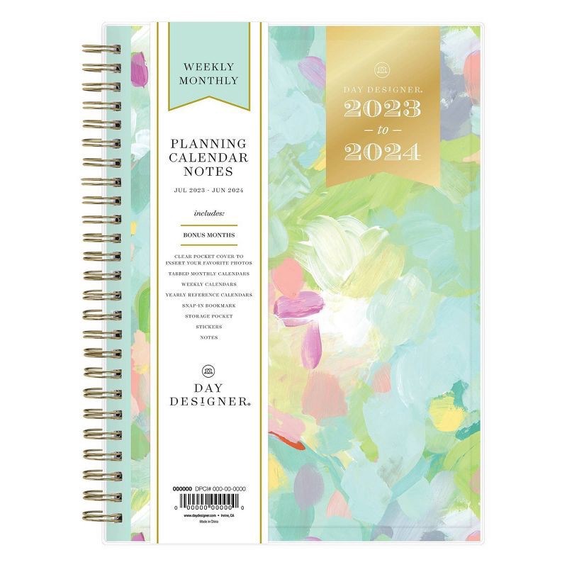 slide 12 of 15, Day Designer 2023-24 Academic Planner with Notes Pages 5.875"x8.625" Weekly/Monthly Clear Pocket Cover Wirebound Monet, 1 ct
