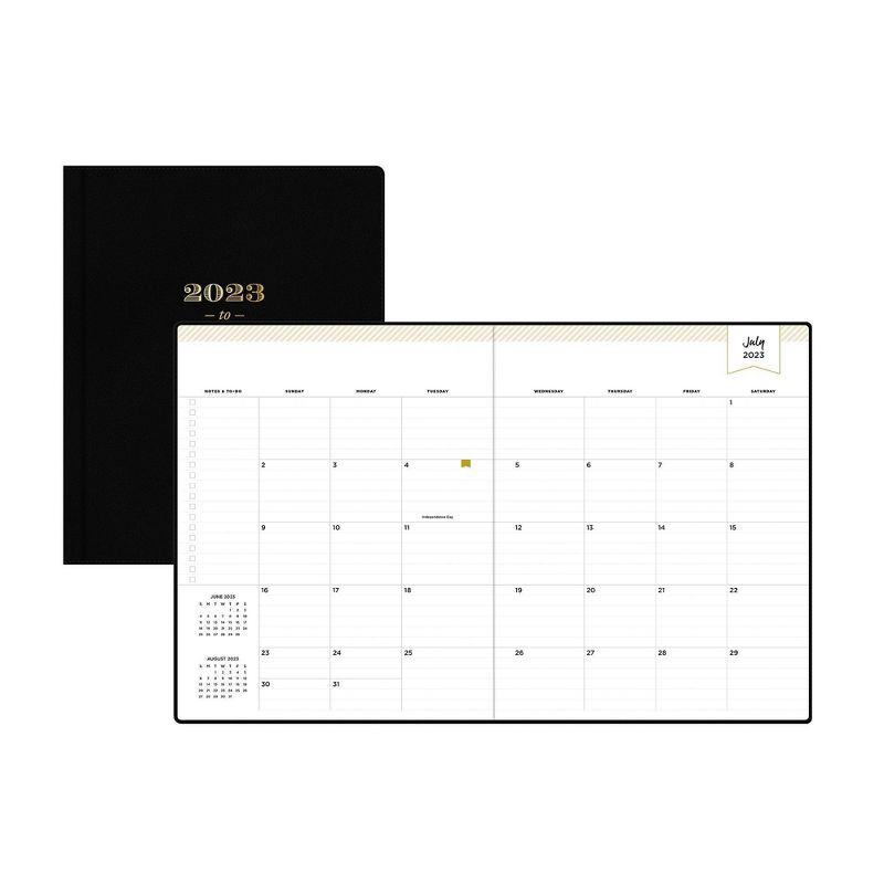 slide 4 of 11, Day Designer 2023-24 Academic Planner Faux Leather Hard Cover 8"x10" Weekly/Monthly Bookbound Black, 1 ct