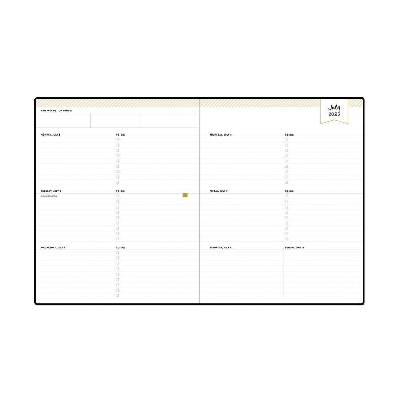 slide 3 of 11, Day Designer 2023-24 Academic Planner Faux Leather Hard Cover 8"x10" Weekly/Monthly Bookbound Black, 1 ct