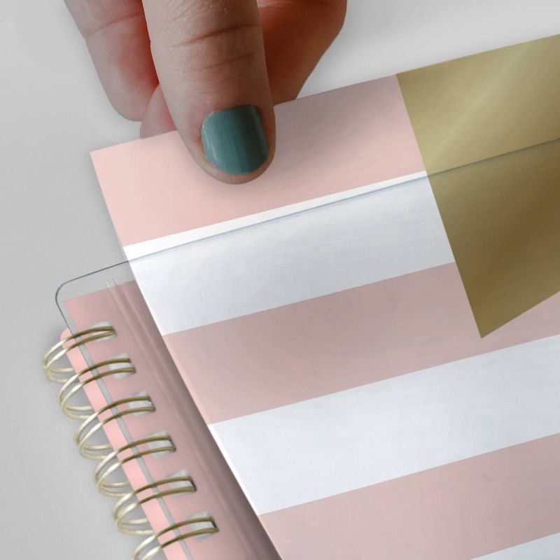 slide 15 of 15, Day Designer 2023-24 Academic Clear Pocket Cover 5"x8" Weekly/Monthly Wirebound Rugby Stripe Blush, 1 ct