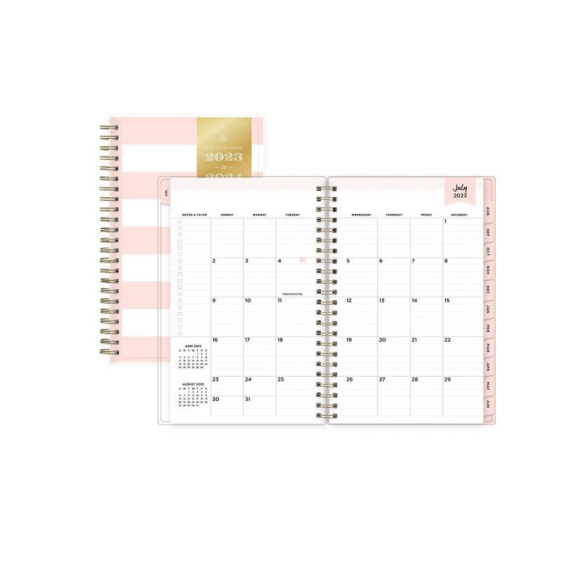 slide 4 of 15, Day Designer 2023-24 Academic Clear Pocket Cover 5"x8" Weekly/Monthly Wirebound Rugby Stripe Blush, 1 ct