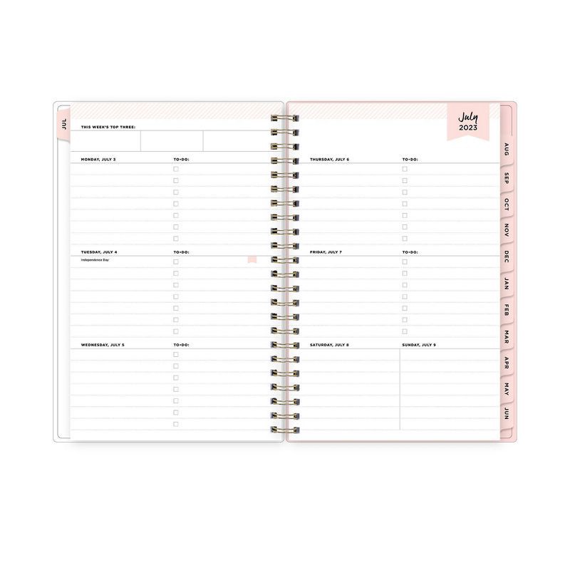 slide 5 of 15, Day Designer 2023-24 Academic Clear Pocket Cover 5"x8" Weekly/Monthly Wirebound Rugby Stripe Blush, 1 ct