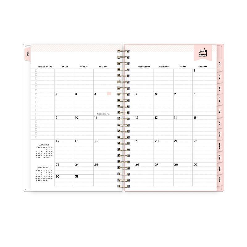 slide 6 of 15, Day Designer 2023-24 Academic Clear Pocket Cover 5"x8" Weekly/Monthly Wirebound Rugby Stripe Blush, 1 ct