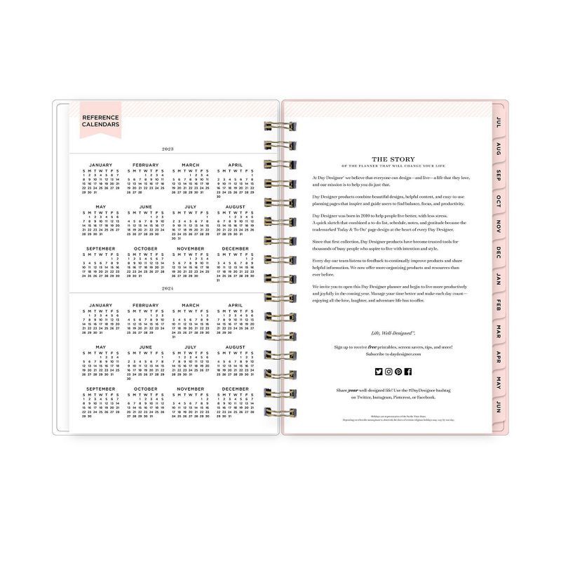 slide 8 of 15, Day Designer 2023-24 Academic Clear Pocket Cover 5"x8" Weekly/Monthly Wirebound Rugby Stripe Blush, 1 ct