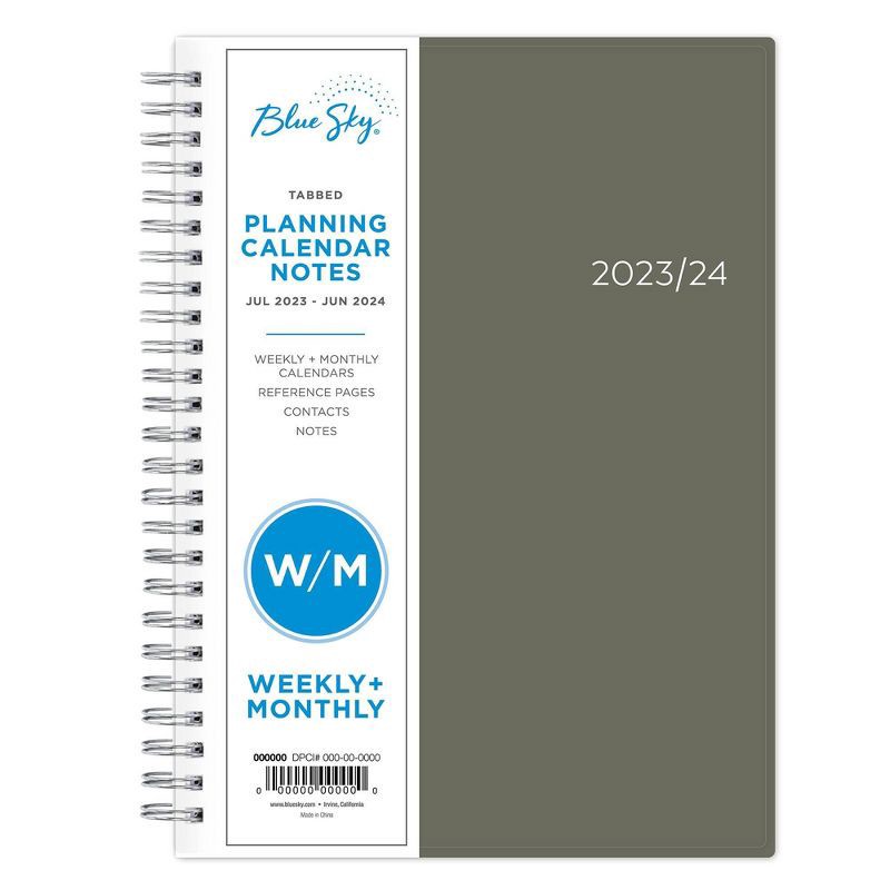 slide 9 of 12, Blue Sky 2023-24 Academic Planner with Notes Pages Flexible Cover 5.875"x8.625" Weekly/Monthly Wirebound Solid Olive, 1 ct