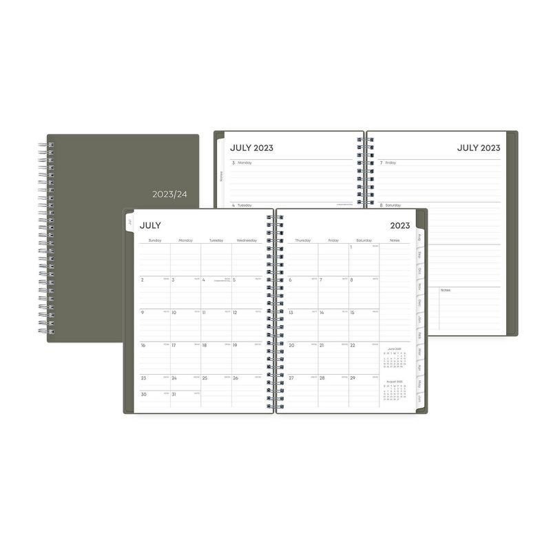 slide 11 of 12, Blue Sky 2023-24 Academic Planner with Notes Pages Flexible Cover 5.875"x8.625" Weekly/Monthly Wirebound Solid Olive, 1 ct