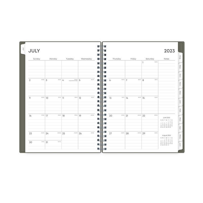 slide 12 of 12, Blue Sky 2023-24 Academic Planner with Notes Pages Flexible Cover 5.875"x8.625" Weekly/Monthly Wirebound Solid Olive, 1 ct