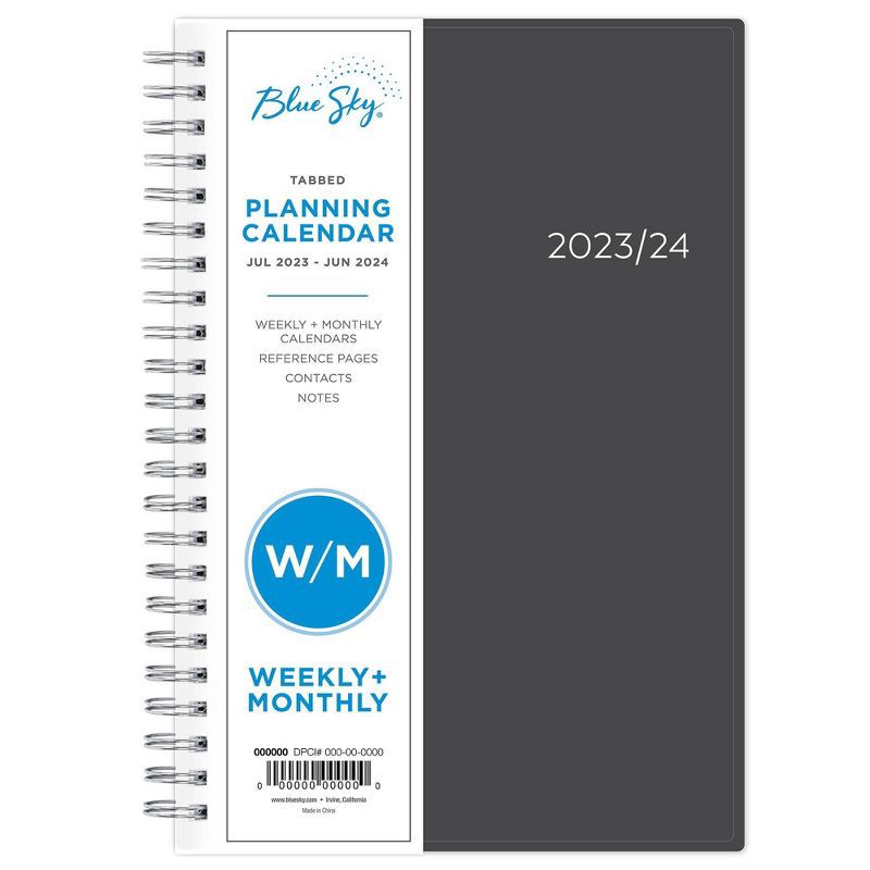 slide 9 of 12, Blue Sky 2023-24 Academic Planner Flexible Cover 5"x8" Weekly/Monthly Wirebound Solid Charcoal, 1 ct