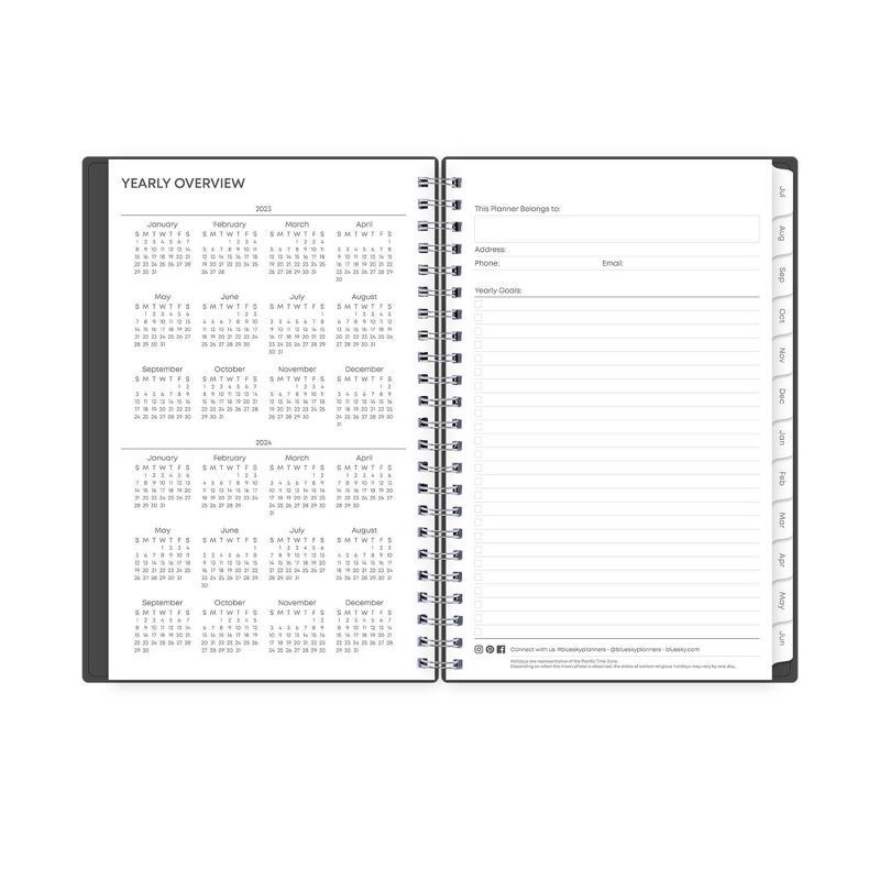 slide 4 of 12, Blue Sky 2023-24 Academic Planner Flexible Cover 5"x8" Weekly/Monthly Wirebound Solid Charcoal, 1 ct