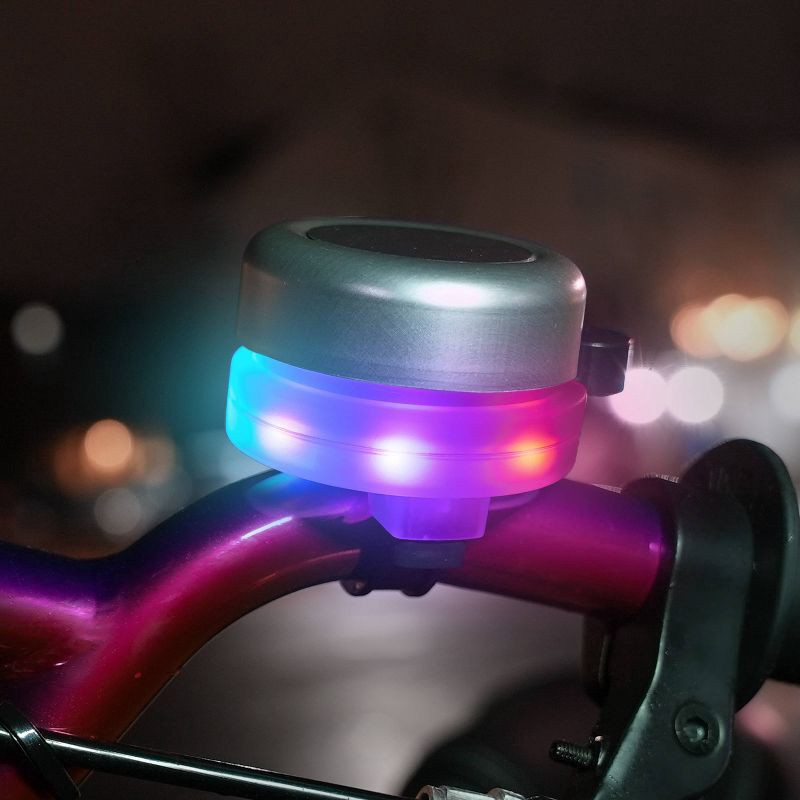 slide 3 of 3, Brightz LED Bicycle Bell - Silver: Iron & Plastic, Hardware Mounted, 1 ct