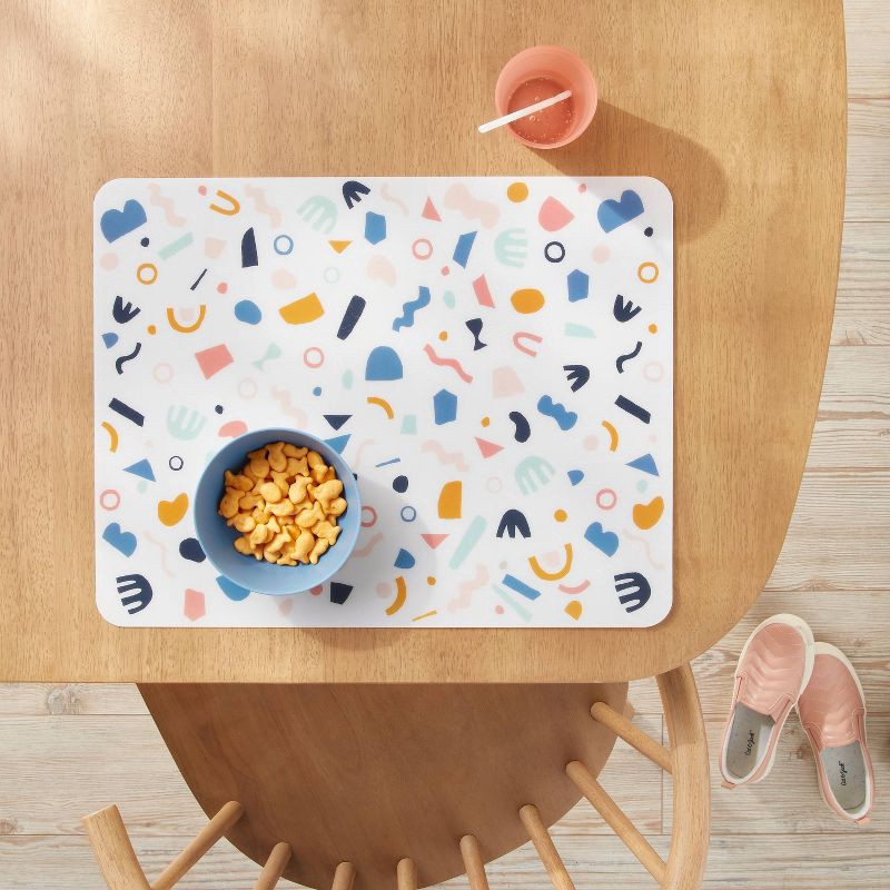 slide 2 of 3, 18"x14" Shapes Plastic Kids' Placemat - Pillowfort™: Multicolor, Recyclable, Rectangle, Spot Clean, Toddler-Friendly, 1 ct