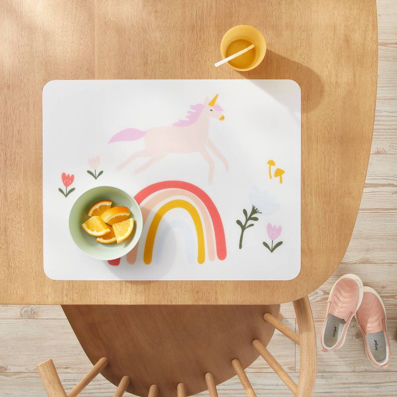 slide 2 of 3, 18" x 14" Unicorn Plastic Kids' Placemat - Pillowfort™: Multicolor, Recyclable, Animal Prints, Rectangle, 1 ct