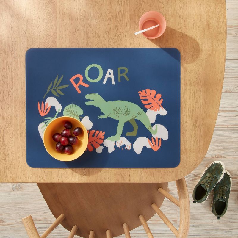 slide 2 of 3, 18" x 14" Dino Plastic Kids' Placemat - Pillowfort™: Dinosaur Pattern, Multicolor, Recyclable, Rectangle Shape, 1 ct