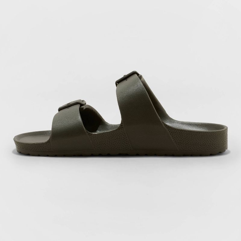 slide 2 of 3, Men's Carson Two Band Slide Sandals - Goodfellow & Co™ Olive Green 12: Slip On, Open Toe, Non Marking Outsole, 1 ct