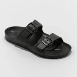 Men's Carson Two Band Slide Sandals - Goodfellow & Co™ Black 11: Slip-On, Open Toe, Non-Marking Outsole