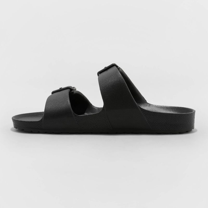 slide 2 of 3, Men's Carson Two Band Slide Sandals - Goodfellow & Co™ Black 12: Slip On, Open Toe, Non Marking Outsole, 1 ct