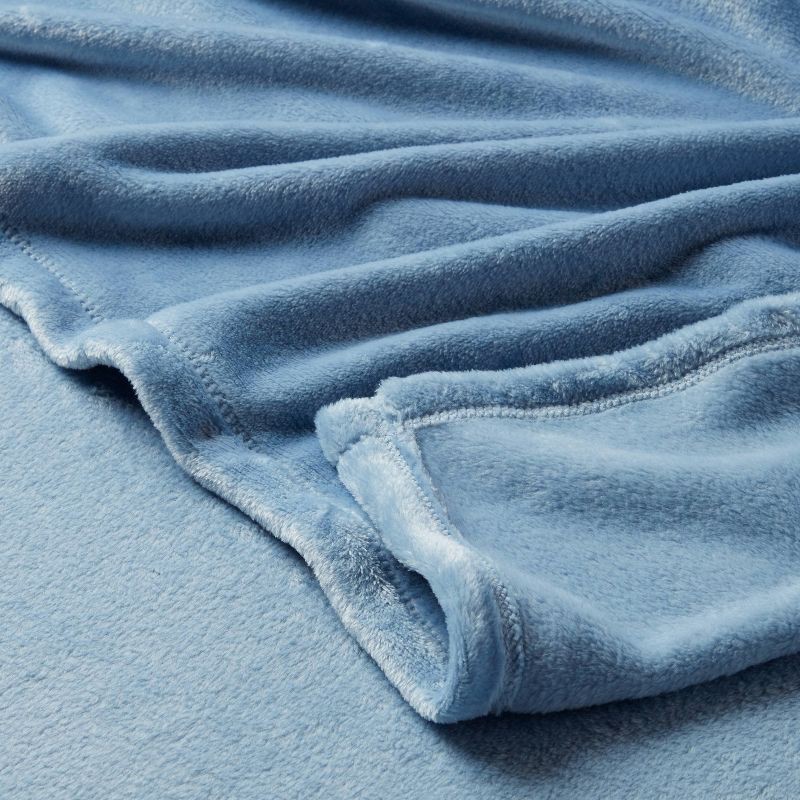 slide 3 of 3, Twin/Twin XL Solid Plush Bed Blanket Light Blue - Room Essentials™, 1 ct