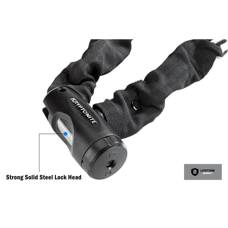 slide 3 of 7, Kryptonite Chain Key Chain - 8mm: Black Key Lock for Bikes, 1 ct