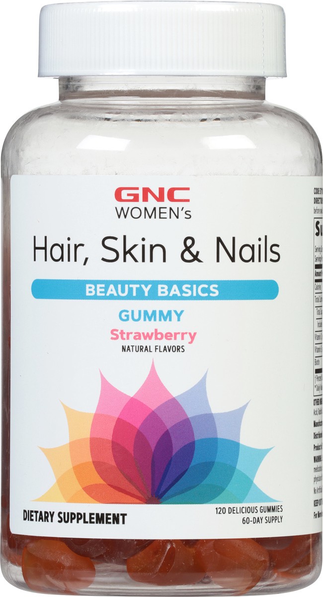 slide 8 of 14, GNC Women's Beauty Basics Strawberry Hair, Skin & Nails 120 Gummies, 150 ct