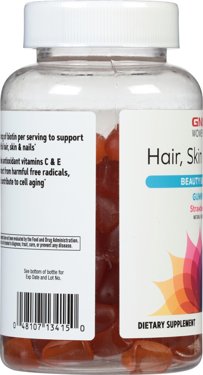 slide 11 of 14, GNC Women's Beauty Basics Strawberry Hair, Skin & Nails 120 Gummies, 150 ct