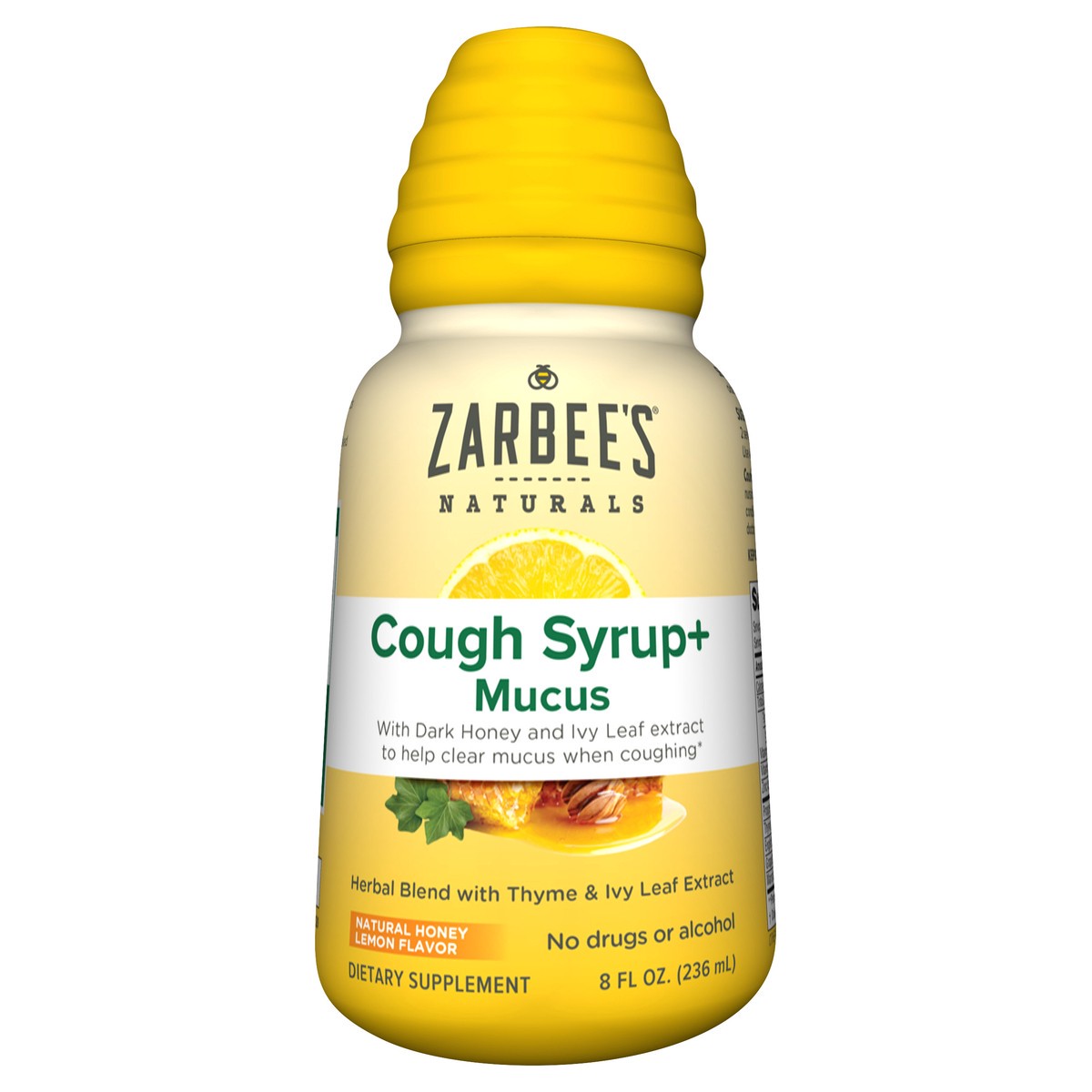 slide 3 of 8, Zarbee's Naturals Adult Cough Syrup + Mucus with Honey, Ivy Leaf, Natural Honey Lemon Flavor, 8 Fl oz, 8 fl oz
