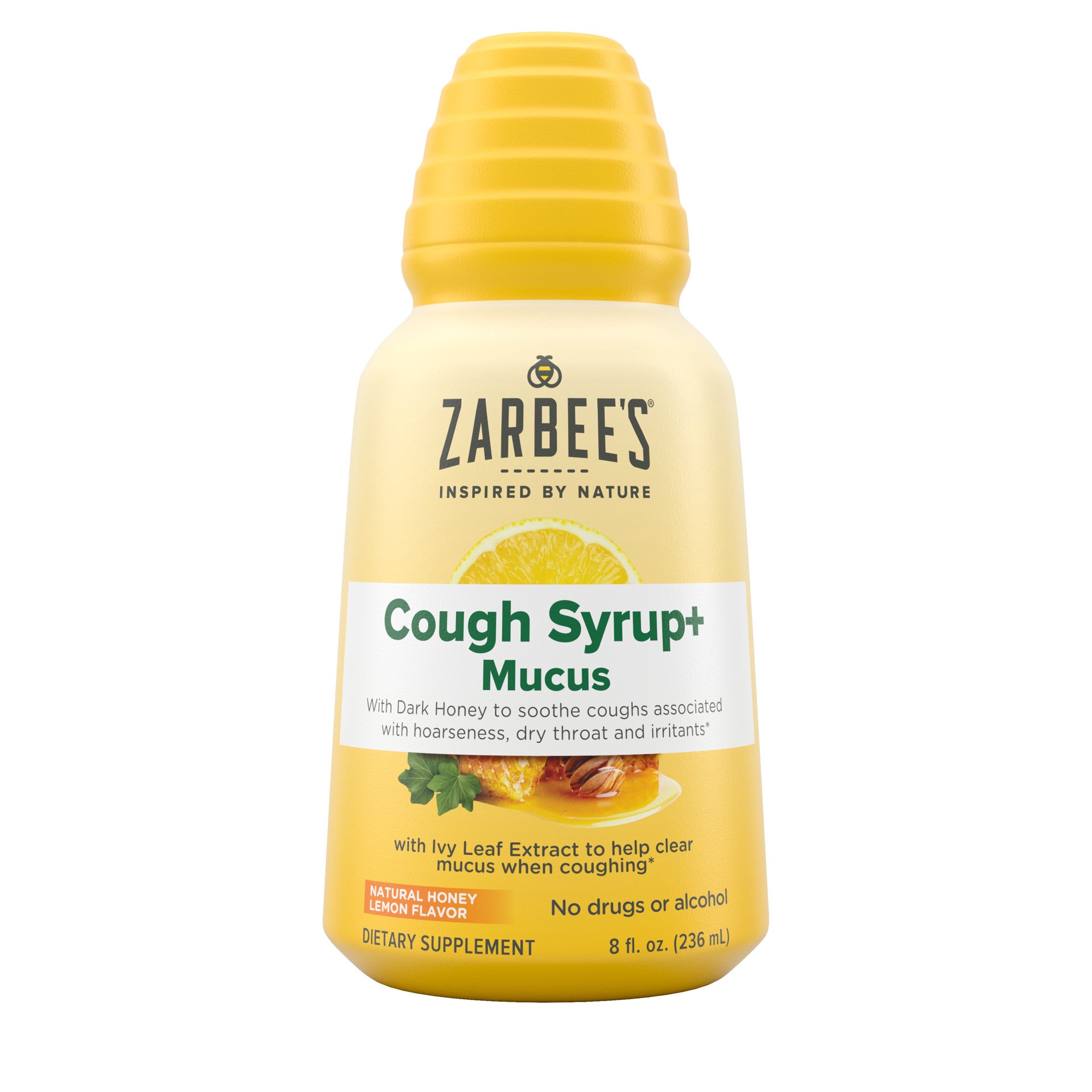 slide 1 of 8, Zarbee's Naturals Adult Cough Syrup + Mucus with Honey, Ivy Leaf, Natural Honey Lemon Flavor, 8 Fl oz, 8 fl oz