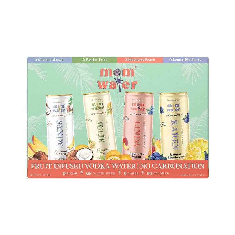 slide 2 of 10, Mom Water Variety Pack - 8pk/355ml Cans, 8 ct, 355 ml