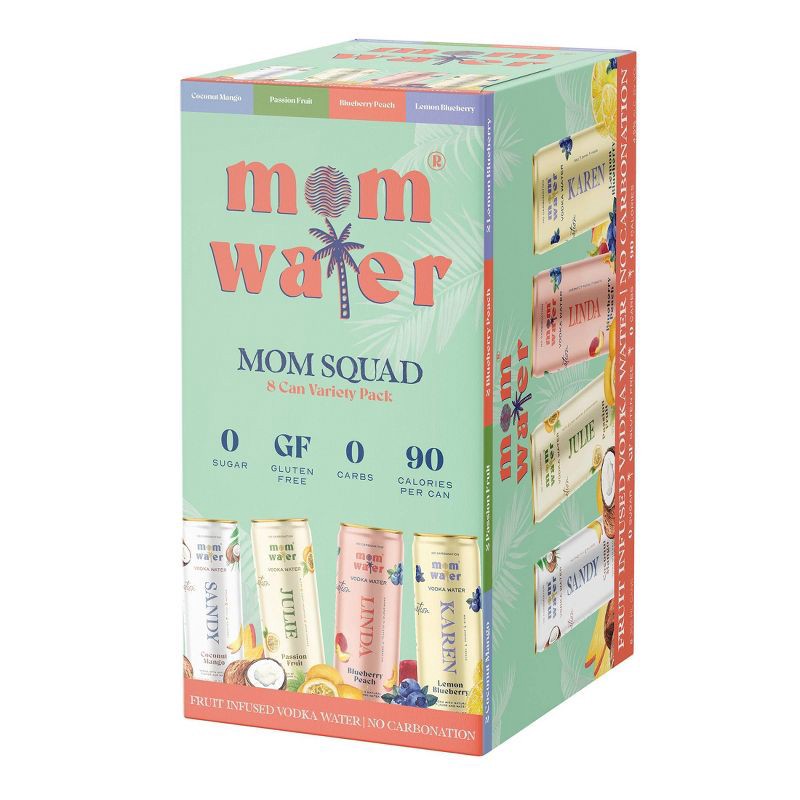 slide 3 of 10, Mom Water Variety Pack - 8pk/355ml Cans, 8 ct, 355 ml