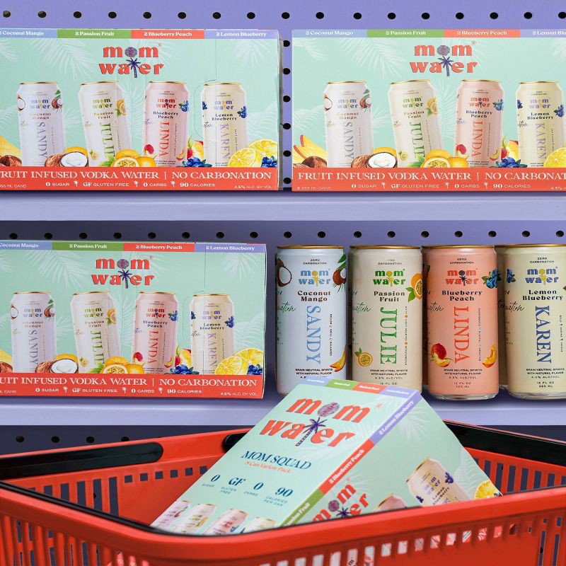 slide 9 of 10, Mom Water Variety Pack - 8pk/355ml Cans, 8 ct, 355 ml