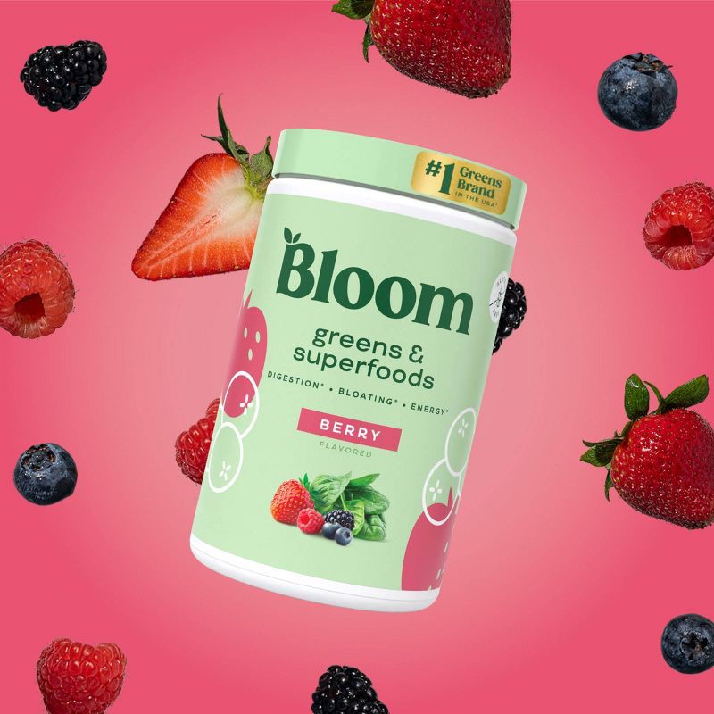slide 2 of 6, BLOOM NUTRITION Greens and Superfoods Powder - Berry - 4.8oz, 4.8 oz