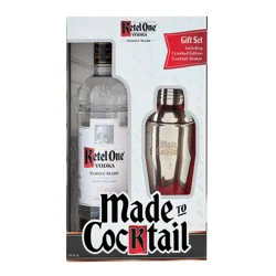 Ketel One 80 Proof Vodka 750 ml Bottle with Cocktail Shaker