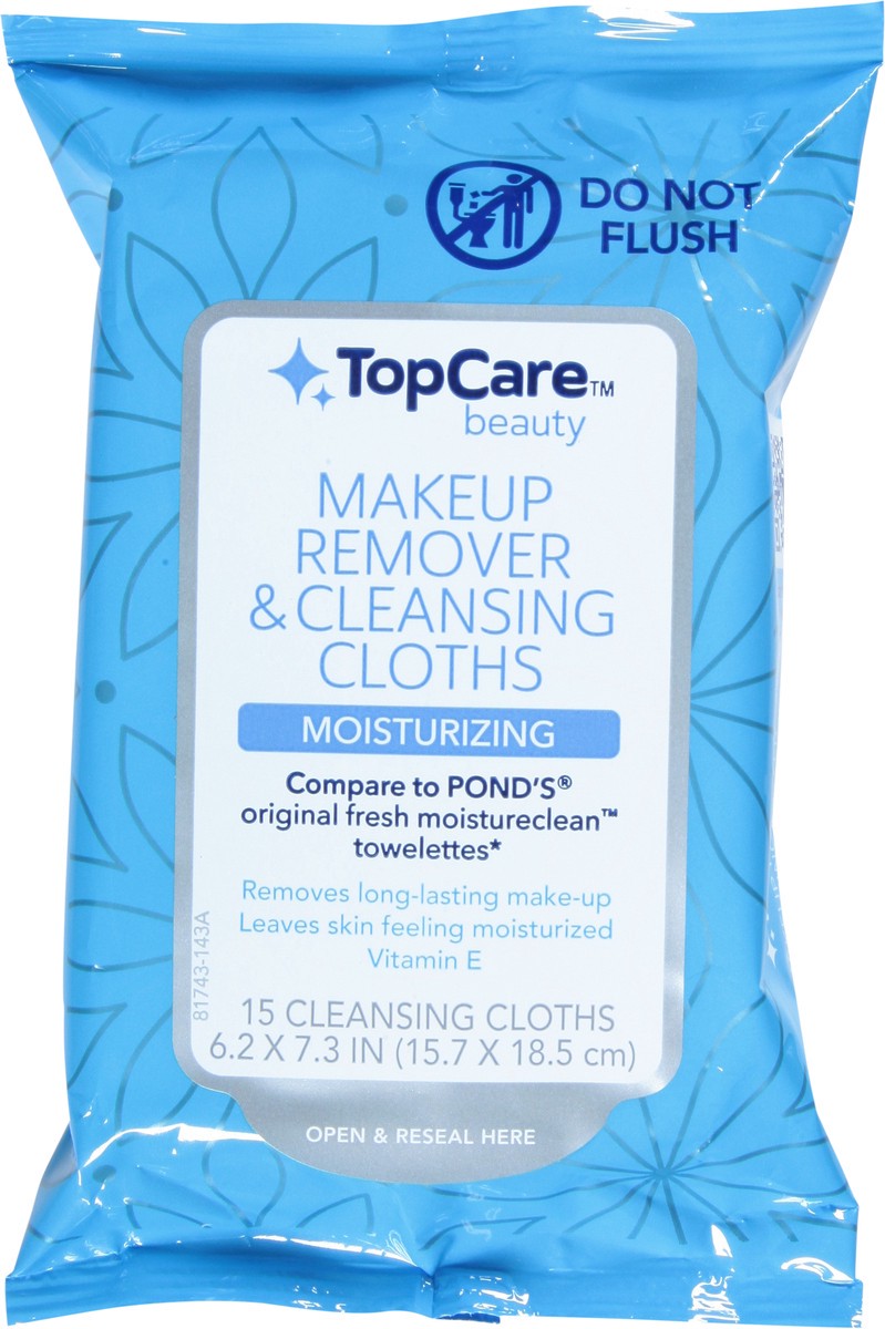 slide 12 of 13, TopCare Alcohol Free Hypoallergenic Makeup Remover Cleansing Towelettes, 15 ct