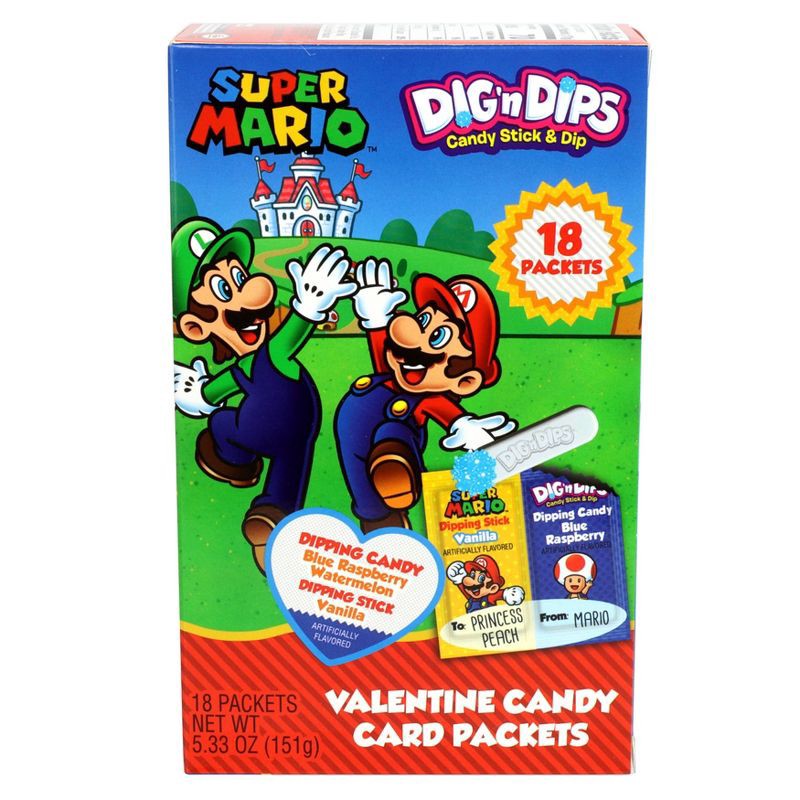 slide 3 of 15, Super Mario Valentine's Dig N Dips Box - 5.33oz/18ct, 5.33 oz, 18 ct