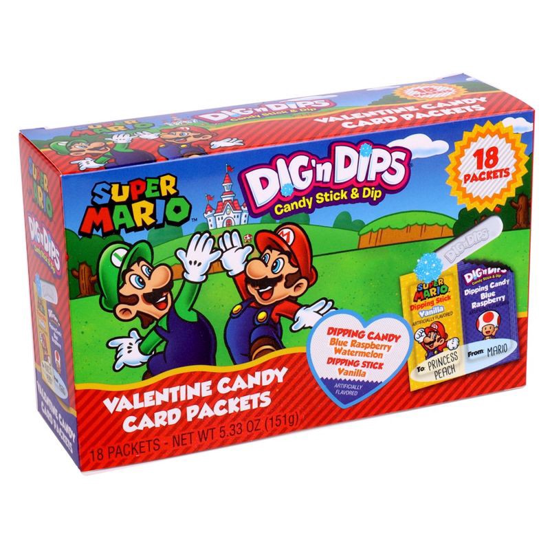 slide 6 of 15, Super Mario Valentine's Dig N Dips Box - 5.33oz/18ct, 5.33 oz, 18 ct