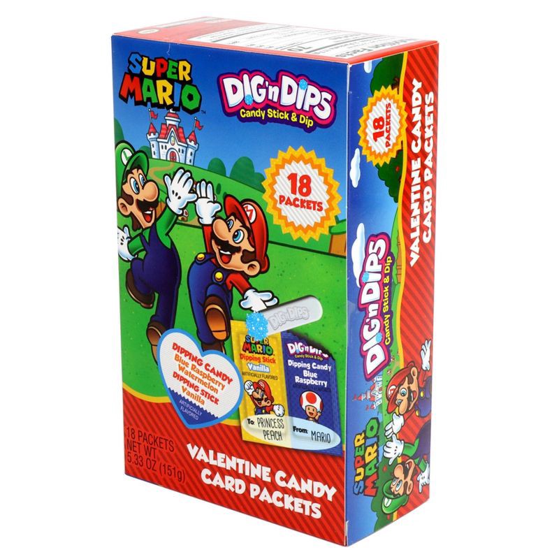 slide 7 of 15, Super Mario Valentine's Dig N Dips Box - 5.33oz/18ct, 5.33 oz, 18 ct