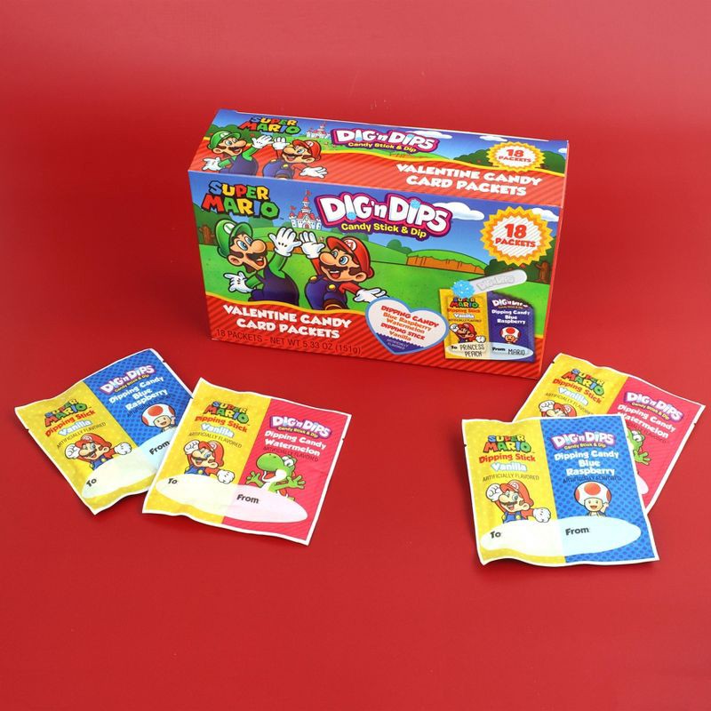 slide 9 of 15, Super Mario Valentine's Dig N Dips Box - 5.33oz/18ct, 5.33 oz, 18 ct